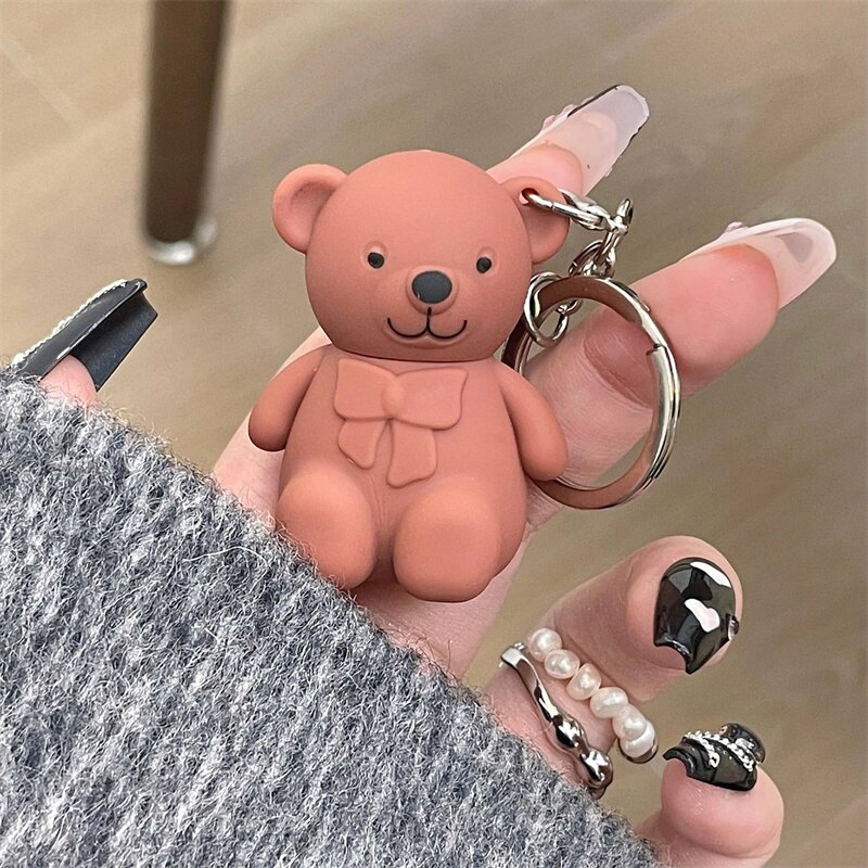 New Cute Bear Matte Lip Mud Velvet Pink Keychain Lipstick Waterproof Long Lasting 5